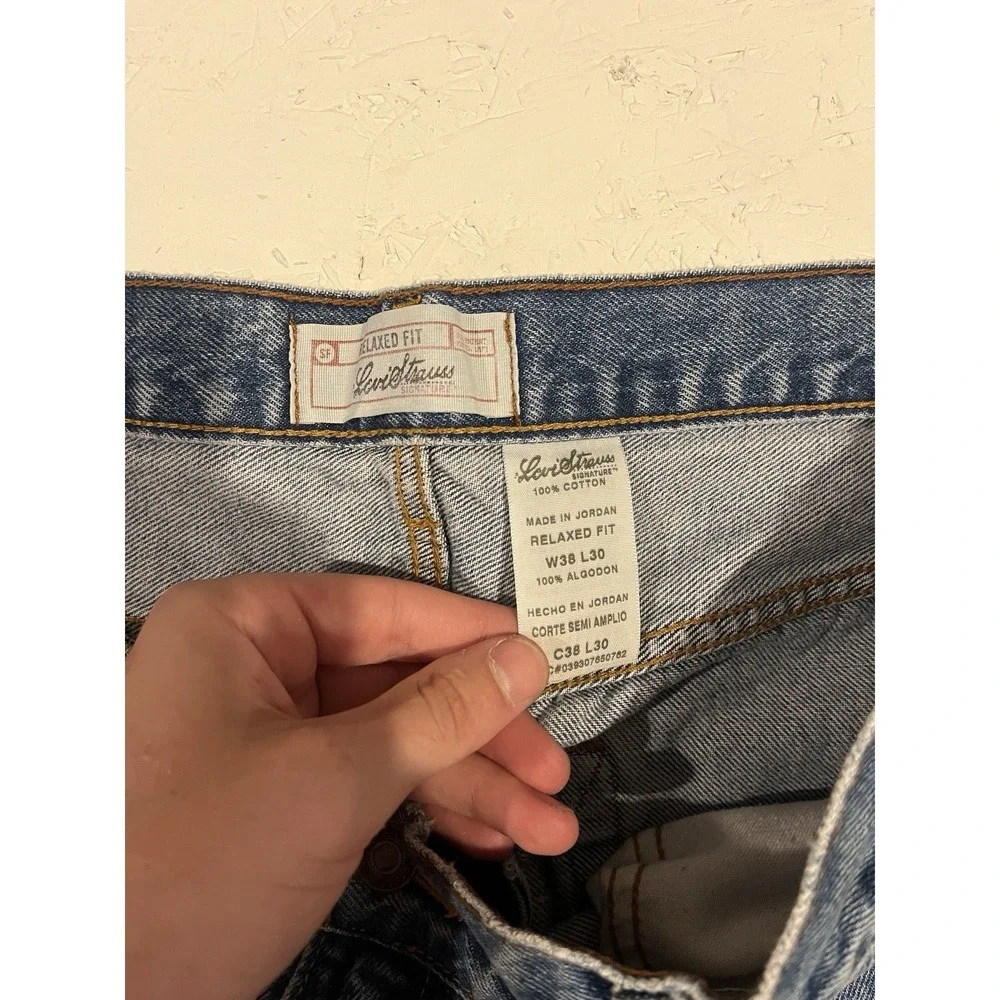 Signature By Levi Strauss And Co Mens Relaxed Fit Blue Straight Jeans Size 38x30